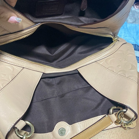 Coach Beige Embossed Shoulder Bag - Picture 4 of 5